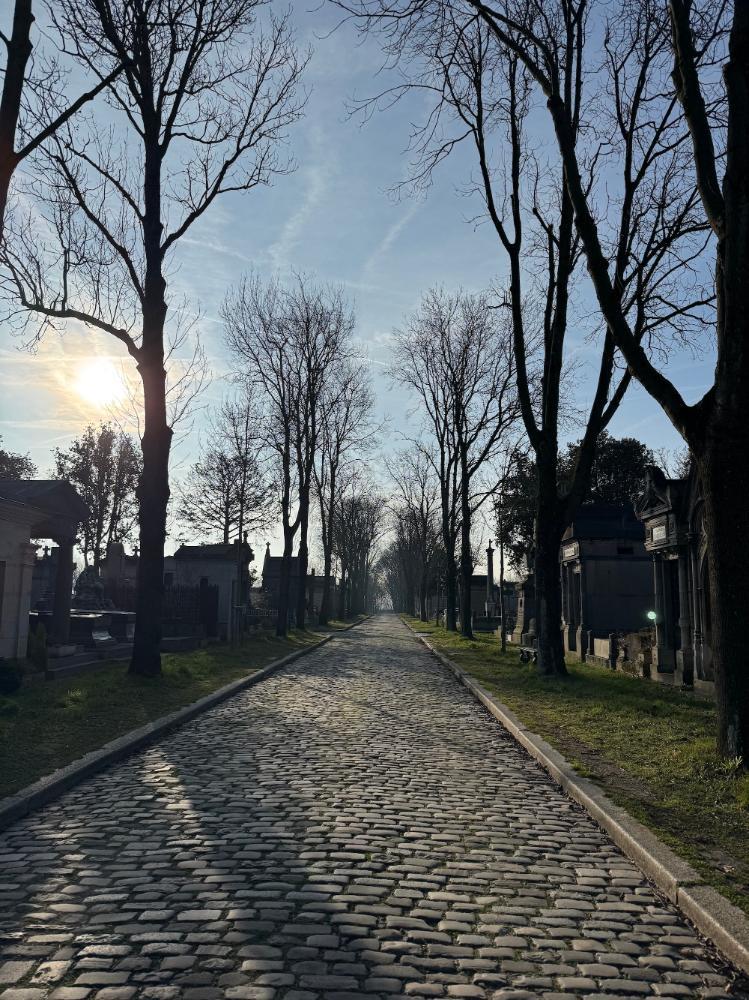 A view down the cobbled paths of Père Lachaise