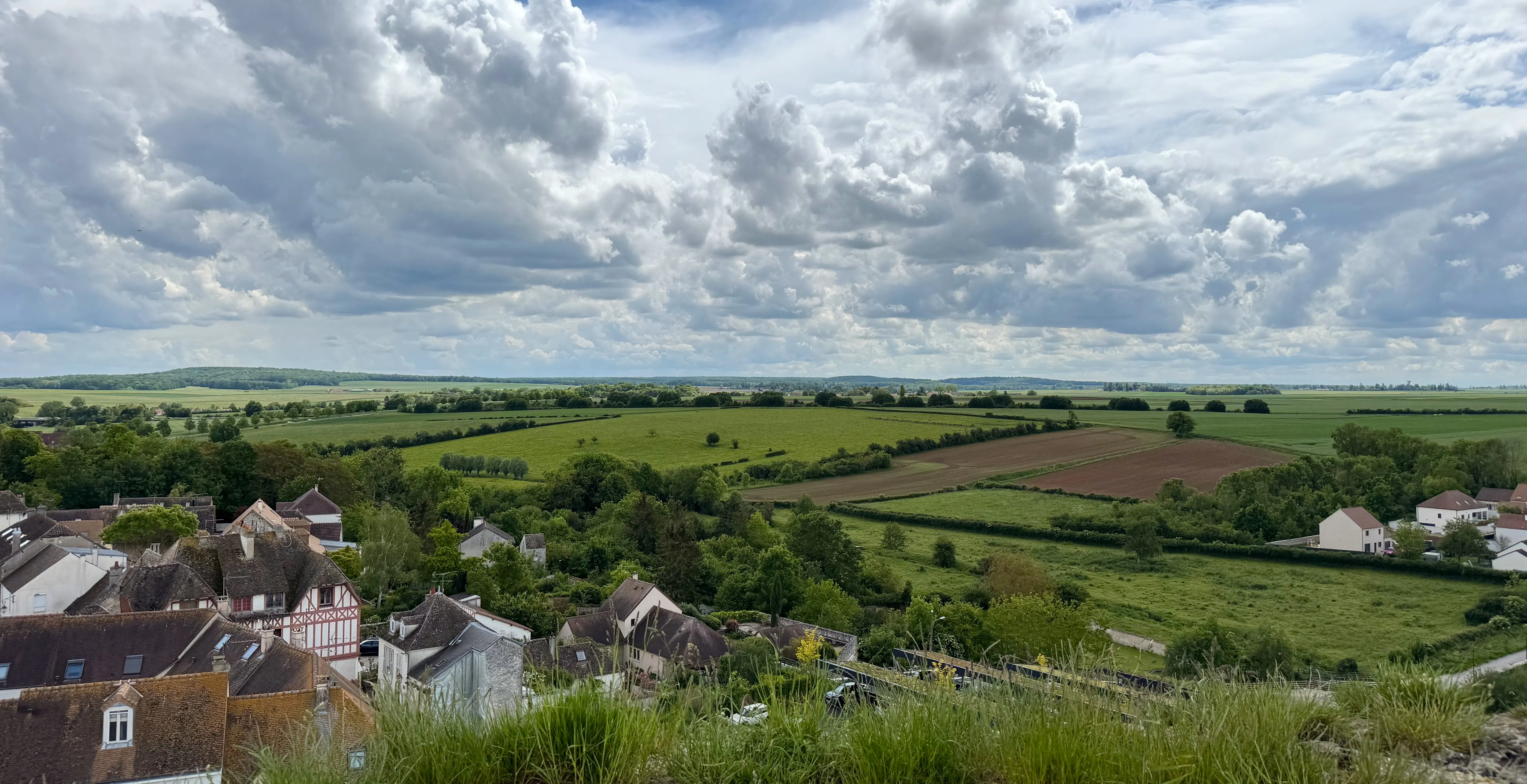 a view of the countryside from the top of the Donjon