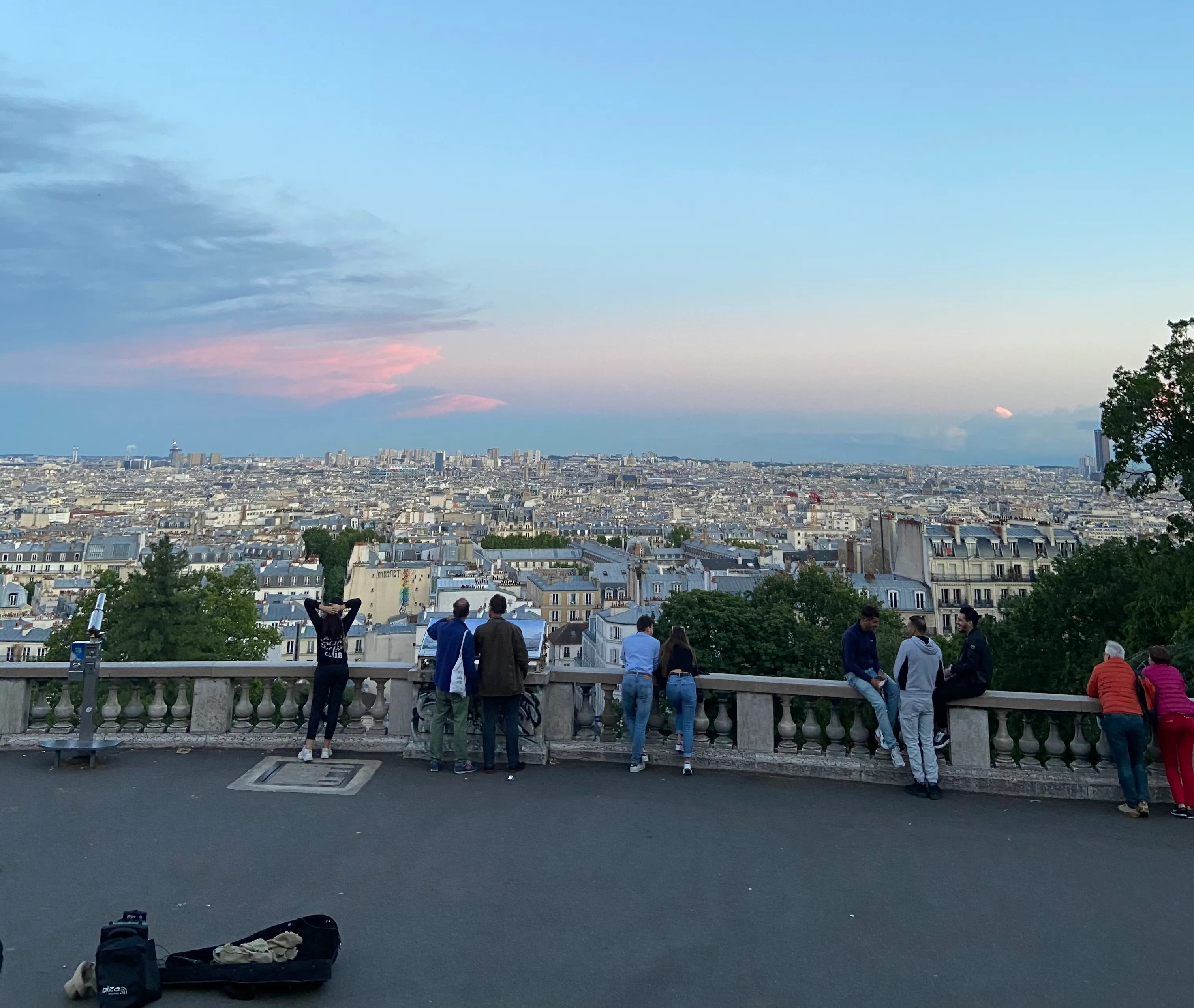 sunset at Montmartre with a view over Paris